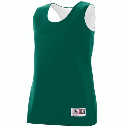 Augusta Sportswear Ladies Reversible Wicking Tank (147), Color 'Dark Green/White'